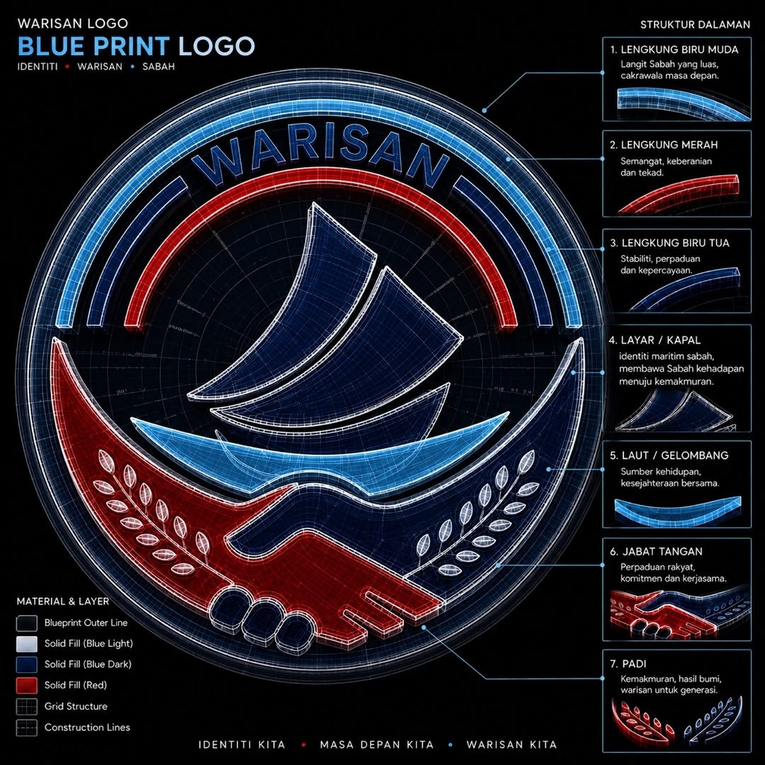Blueprint makna setiap elemen Lambang Parti Warisan
